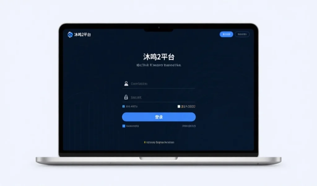 现代风格的用户界面，展示沐鸣2平台的登录页面，屏幕上突出登录表单与安全提示